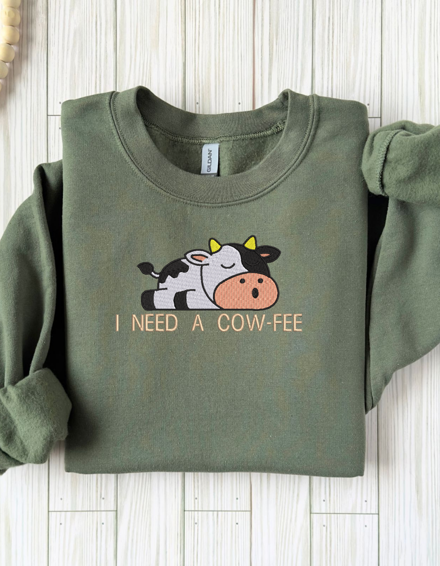 I NEED A COW-FEE CREWNECK